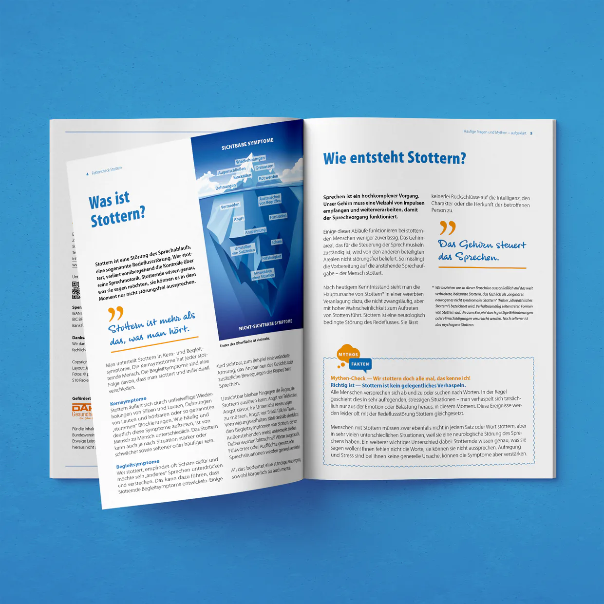 Broschüre „Faktencheck Stottern“ – Gesamtherstellung, Entwurf, Layout, Satz, typografischer Feinausarbeitung, Reinzeichnung und Bildbearbeitung