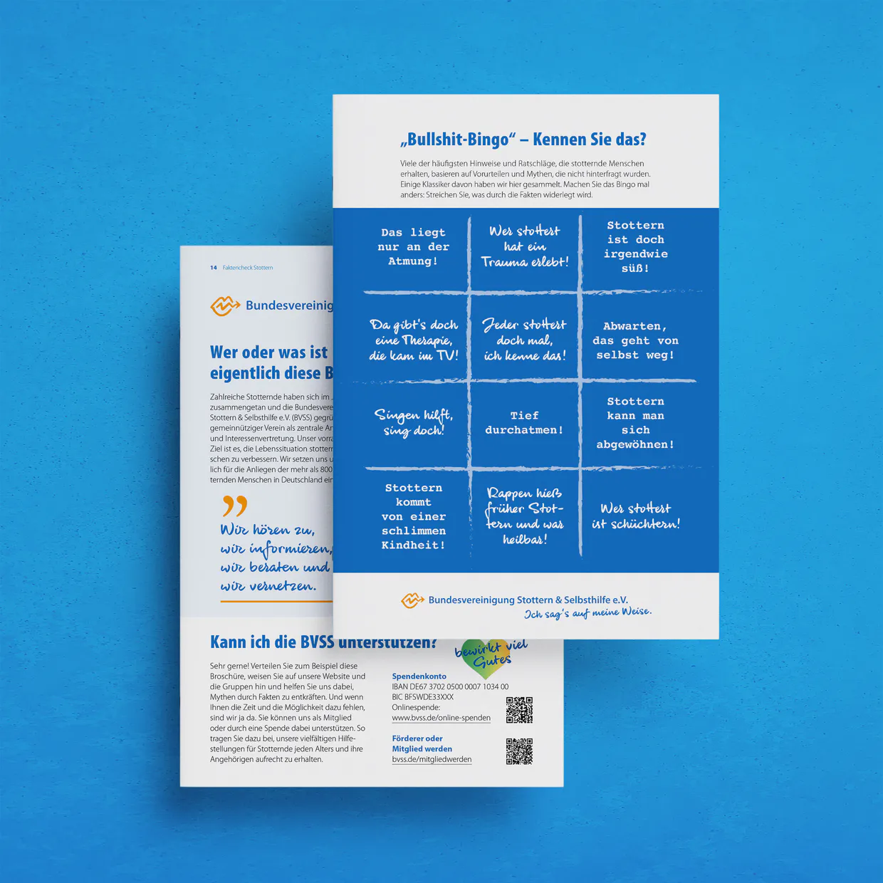 Broschüre „Faktencheck Stottern“ – Gesamtherstellung, Entwurf, Layout, Satz, typografischer Feinausarbeitung, Reinzeichnung und Bildbearbeitung