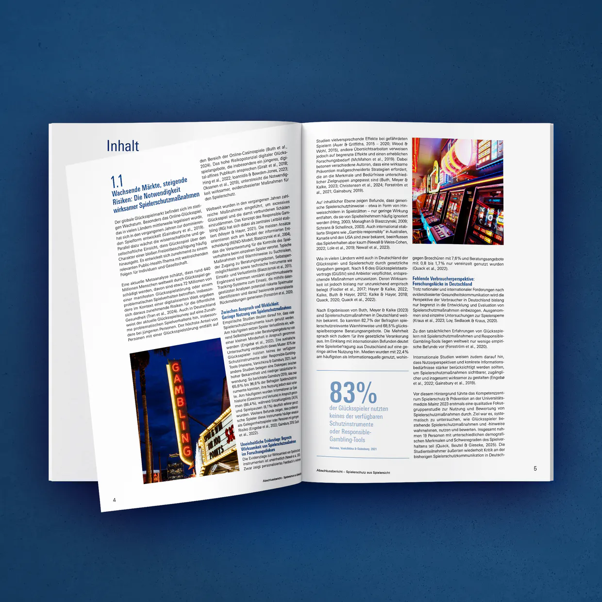 Universitätsmedizin der Johannes Gutenberg-Universität Mainz – Entwurf, Satz und Layout der Broschüre „Spielerschutz aus Spielersicht: Bekanntheit, Nutzung und Bewertung von Spielerschutzmaßnahmen – Ergebnisse einer Online-Panelbefragung 2025“, Erstellung des barrierefreien PDFs.