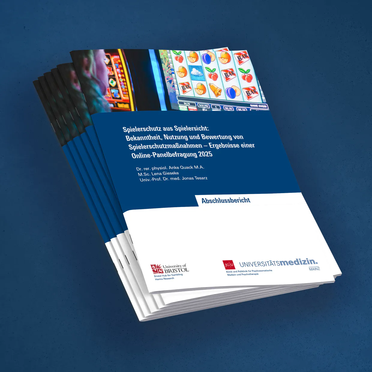 Universitätsmedizin der Johannes Gutenberg-Universität Mainz – Entwurf, Satz und Layout der Broschüre „Spielerschutz aus Spielersicht: Bekanntheit, Nutzung und Bewertung von Spielerschutzmaßnahmen – Ergebnisse einer Online-Panelbefragung 2025“, Erstellung des barrierefreien PDFs.